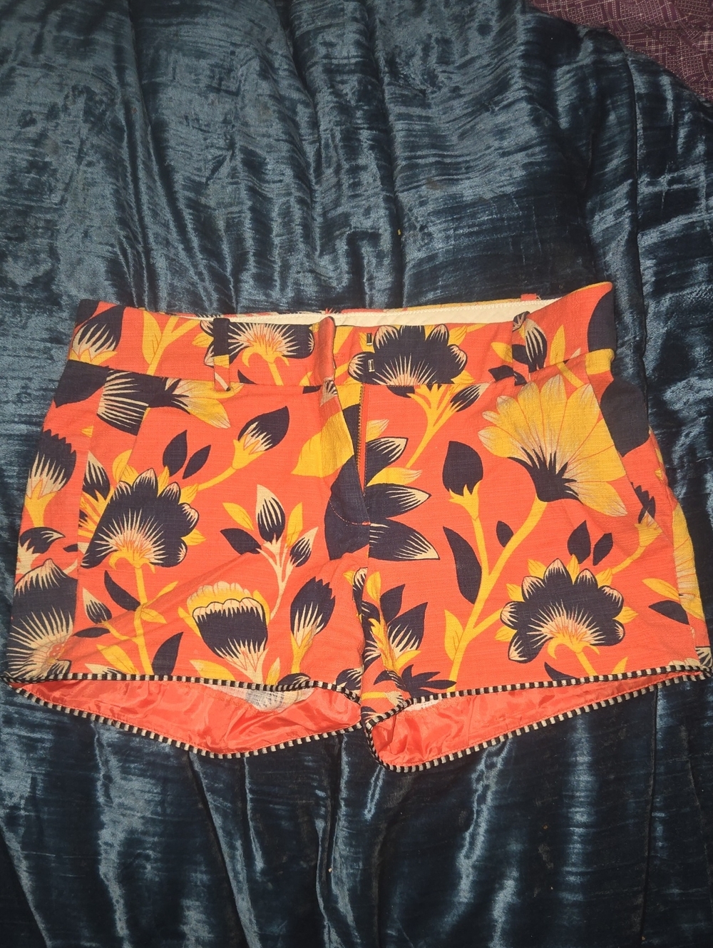J. Crew Orange Floral High-Waist Shorts